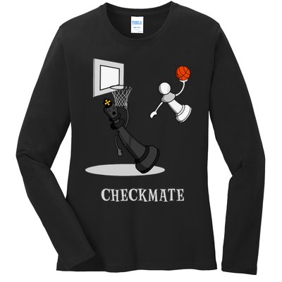 Funny Checkmate Chess Basketball Game Board King Pawn Piece Ladies Long Sleeve Shirt
