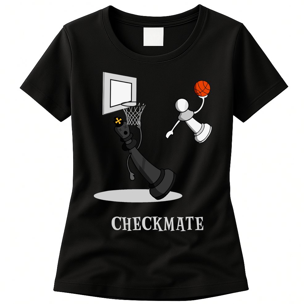 Funny Checkmate Chess Basketball Game Board King Pawn Piece Womens T-Shirt
