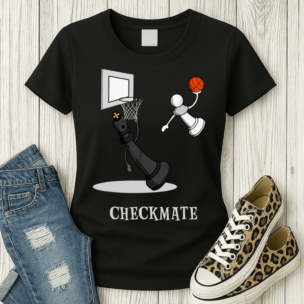 Funny Checkmate Chess Basketball Game Board King Pawn Piece Womens T-Shirt