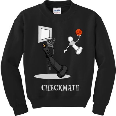 Funny Checkmate Chess Basketball Game Board King Pawn Piece Kids Sweatshirt