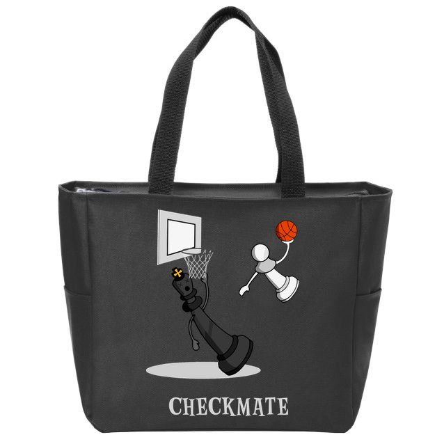 Funny Checkmate Chess Basketball Game Board King Pawn Piece Zip Tote Bag