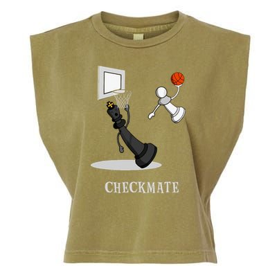 Funny Checkmate Chess Basketball Game Board King Pawn Piece Garment-Dyed Women's Muscle Tee