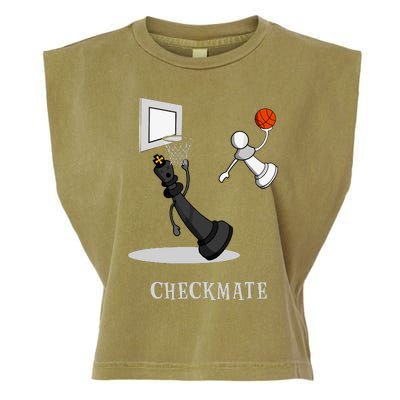 Funny Checkmate Chess Basketball Game Board King Pawn Piece Garment-Dyed Women's Muscle Tee