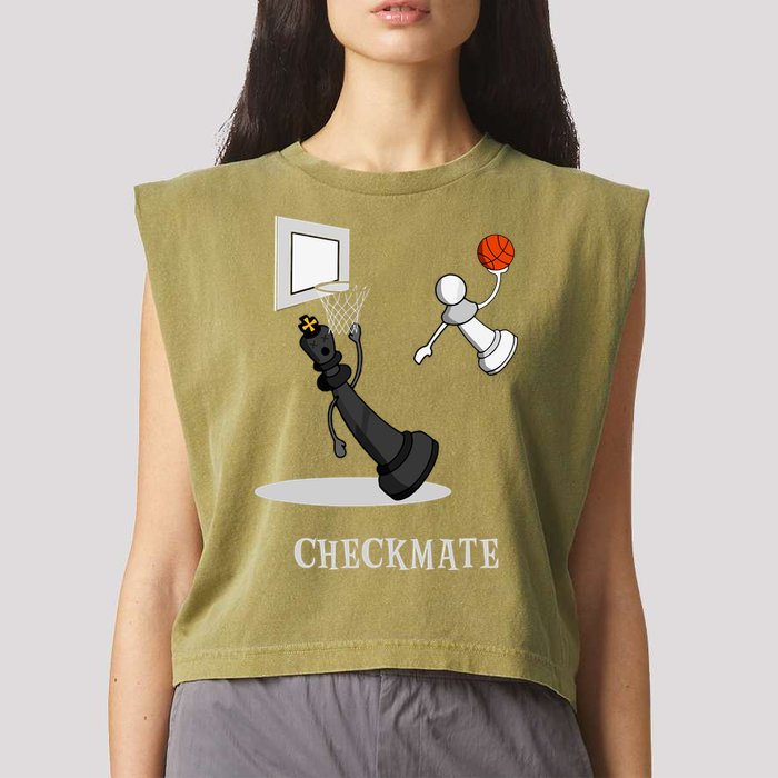 Funny Checkmate Chess Basketball Game Board King Pawn Piece Garment-Dyed Women's Muscle Tee