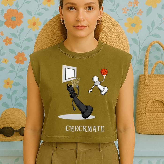 Funny Checkmate Chess Basketball Game Board King Pawn Piece Garment-Dyed Women's Muscle Tee