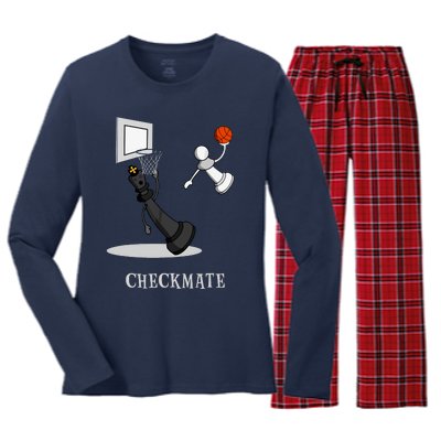 Funny Checkmate Chess Basketball Game Board King Pawn Piece Women's Long Sleeve Flannel Pajama Set 