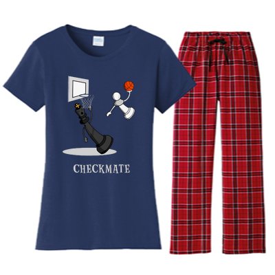 Funny Checkmate Chess Basketball Game Board King Pawn Piece Women's Flannel Pajama Set