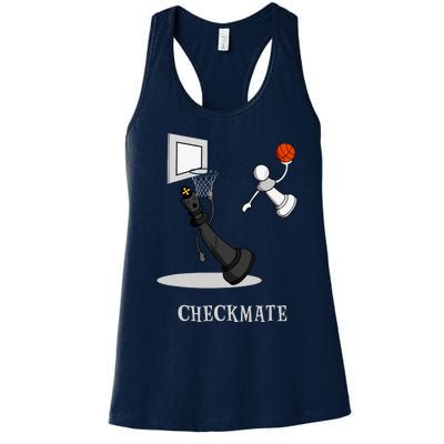 Funny Checkmate Chess Basketball Game Board King Pawn Piece Women's Racerback Tank