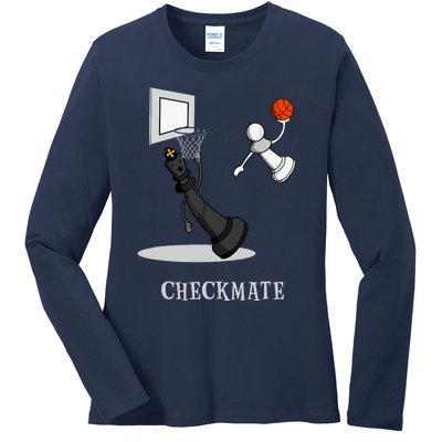 Funny Checkmate Chess Basketball Game Board King Pawn Piece Ladies Long Sleeve Shirt