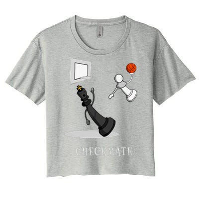 Funny Checkmate Chess Basketball Game Board King Pawn Piece Women's Crop Top Tee