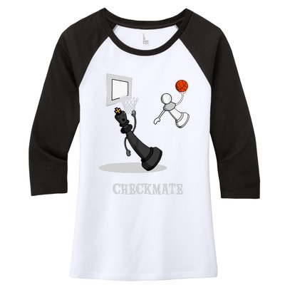 Funny Checkmate Chess Basketball Game Board King Pawn Piece Women's Tri-Blend 3/4-Sleeve Raglan Shirt