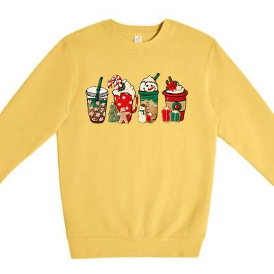 Funny Christmas Coffee Lover Cute Snowman Latte Xmas Holiday Premium Crewneck Sweatshirt