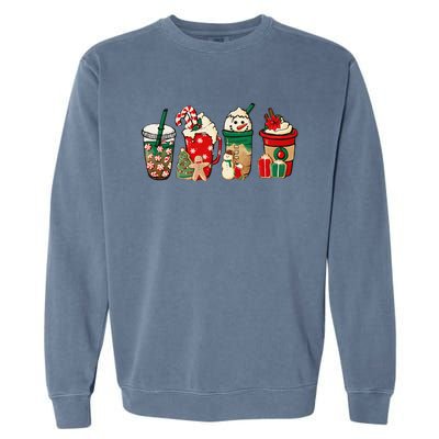 Funny Christmas Coffee Lover Cute Snowman Latte Xmas Holiday Garment-Dyed Sweatshirt