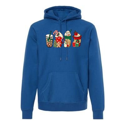 Funny Christmas Coffee Lover Cute Snowman Latte Xmas Holiday Premium Hoodie