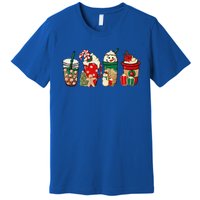 Funny Christmas Coffee Lover Cute Snowman Latte Xmas Holiday Premium T-Shirt