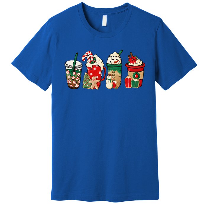 Funny Christmas Coffee Lover Cute Snowman Latte Xmas Holiday Premium T-Shirt