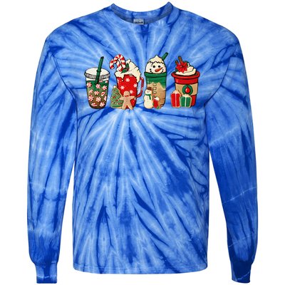 Funny Christmas Coffee Lover Cute Snowman Latte Xmas Holiday Tie-Dye Long Sleeve Shirt