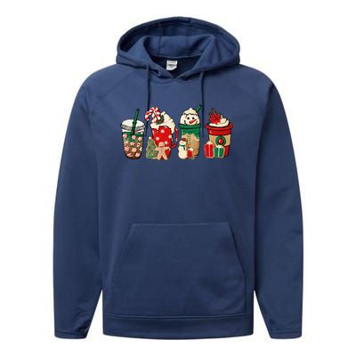 Funny Christmas Coffee Lover Cute Snowman Latte Xmas Holiday Performance Fleece Hoodie