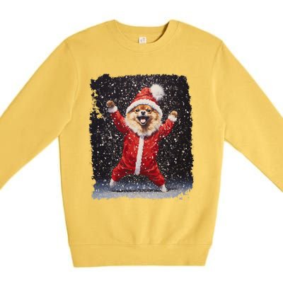 Funny Christmas Dog Pomeranian Gift Premium Crewneck Sweatshirt