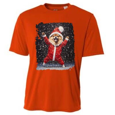 Funny Christmas Dog Pomeranian Gift Cooling Performance Crew T-Shirt