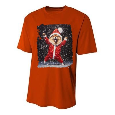 Funny Christmas Dog Pomeranian Gift Performance Sprint T-Shirt