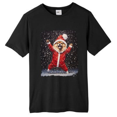 Funny Christmas Dog Pomeranian Gift Tall Fusion ChromaSoft Performance T-Shirt