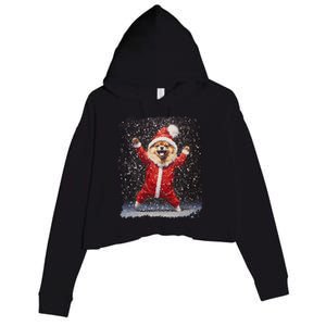 Funny Christmas Dog Pomeranian Gift Crop Fleece Hoodie