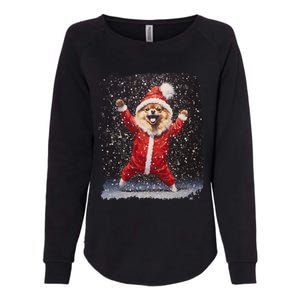 Funny Christmas Dog Pomeranian Gift Womens California Wash Sweatshirt