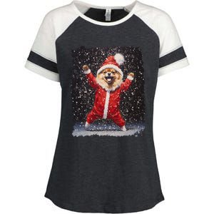 Funny Christmas Dog Pomeranian Gift Enza Ladies Jersey Colorblock Tee