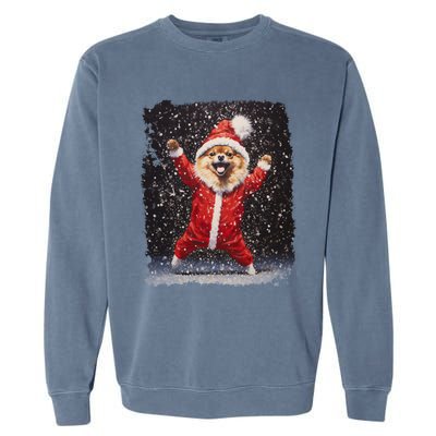 Funny Christmas Dog Pomeranian Gift Garment-Dyed Sweatshirt