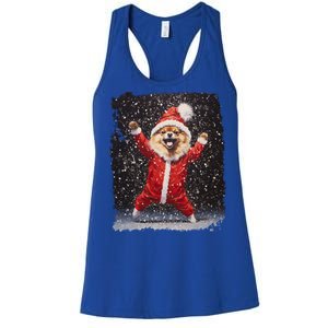 Funny Christmas Dog Pomeranian Gift Women's Racerback Tank