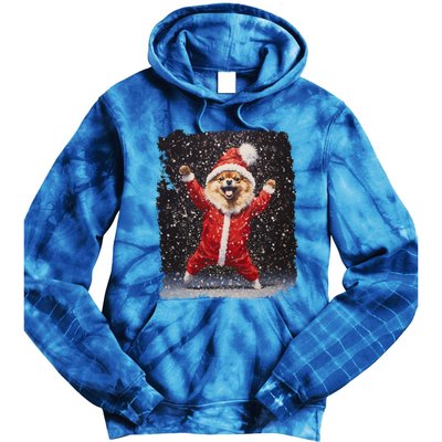 Funny Christmas Dog Pomeranian Gift Tie Dye Hoodie