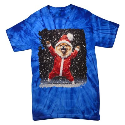 Funny Christmas Dog Pomeranian Gift Tie-Dye T-Shirt