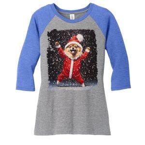 Funny Christmas Dog Pomeranian Gift Women's Tri-Blend 3/4-Sleeve Raglan Shirt