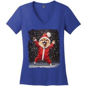 Funny Christmas Dog Pomeranian Gift Women's V-Neck T-Shirt