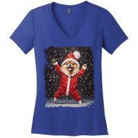 Funny Christmas Dog Pomeranian Gift Women's V-Neck T-Shirt