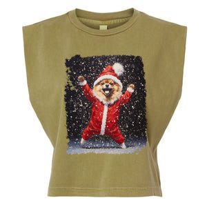 Funny Christmas Dog Pomeranian Gift Garment-Dyed Women's Muscle Tee