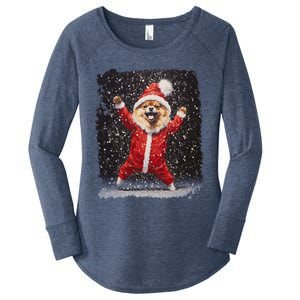 Funny Christmas Dog Pomeranian Gift Women's Perfect Tri Tunic Long Sleeve Shirt