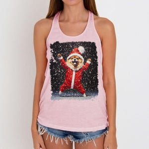 Funny Christmas Dog Pomeranian Gift Women's Knotted Racerback Tank