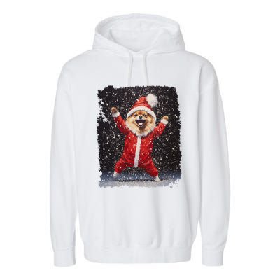 Funny Christmas Dog Pomeranian Gift Garment-Dyed Fleece Hoodie