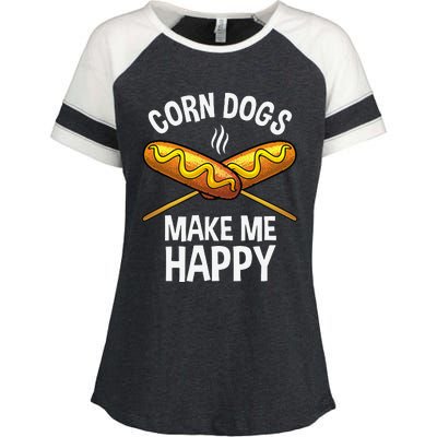 Funny Corn Dog For Women Corn Dog Hot Dog Lovers Enza Ladies Jersey Colorblock Tee