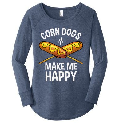 Funny Corn Dog For Women Corn Dog Hot Dog Lovers Women's Perfect Tri Tunic Long Sleeve Shirt