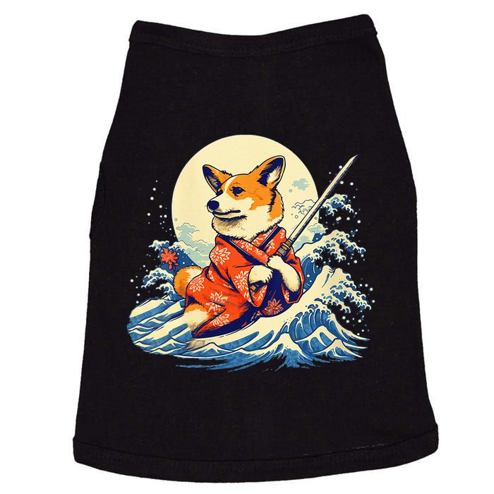 Funny Corgi Dog Japanese Grand Wave Ukiyoe Art Samurai Ninja Doggie Tank