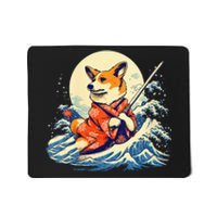 Funny Corgi Dog Japanese Grand Wave Ukiyoe Art Samurai Ninja Mousepad