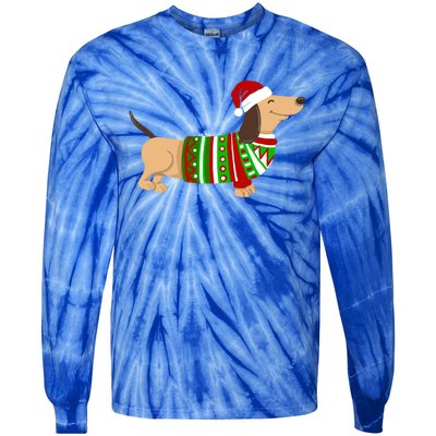 Funny Christmas Dog Christmas Dachshund Santa Doxie Gift Tie-Dye Long Sleeve Shirt