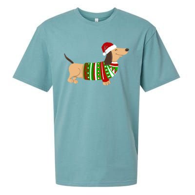 Funny Christmas Dog Christmas Dachshund Santa Doxie Gift Sueded Cloud Jersey T-Shirt