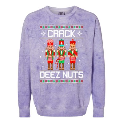 Funny Crack Deez Nuts Ugly Christmas Sweater Xmas Nutcracker  Colorblast Crewneck Sweatshirt