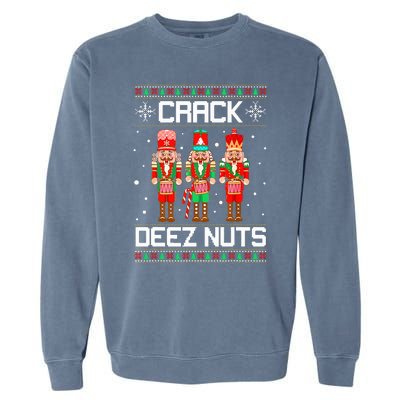 Funny Crack Deez Nuts Ugly Christmas Sweater Xmas Nutcracker  Garment-Dyed Sweatshirt