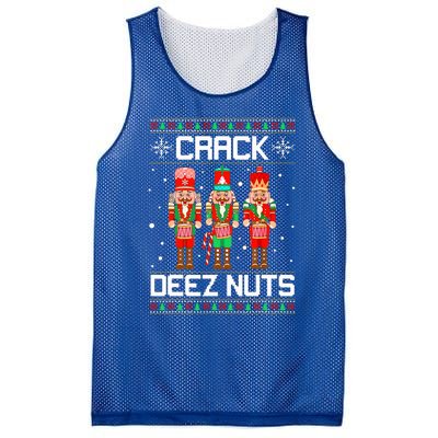 Funny Crack Deez Nuts Ugly Christmas Sweater Xmas Nutcracker  Mesh Reversible Basketball Jersey Tank