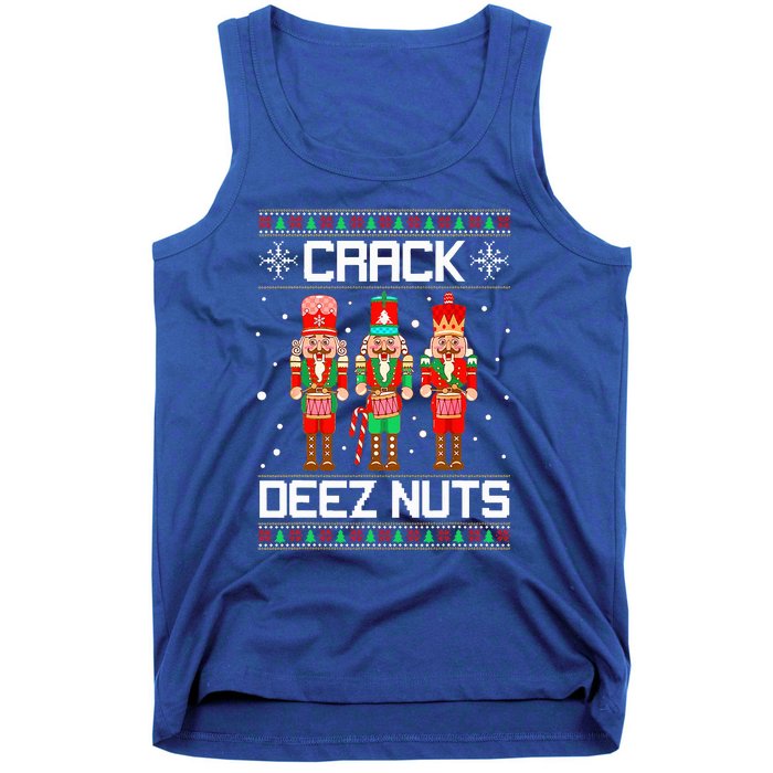 Funny Crack Deez Nuts Ugly Christmas Sweater Xmas Nutcracker  Tank Top